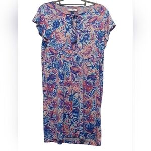 Island Collection - NWOT  Multi Colored Floral Dress, Tie At Neck, Flutter...